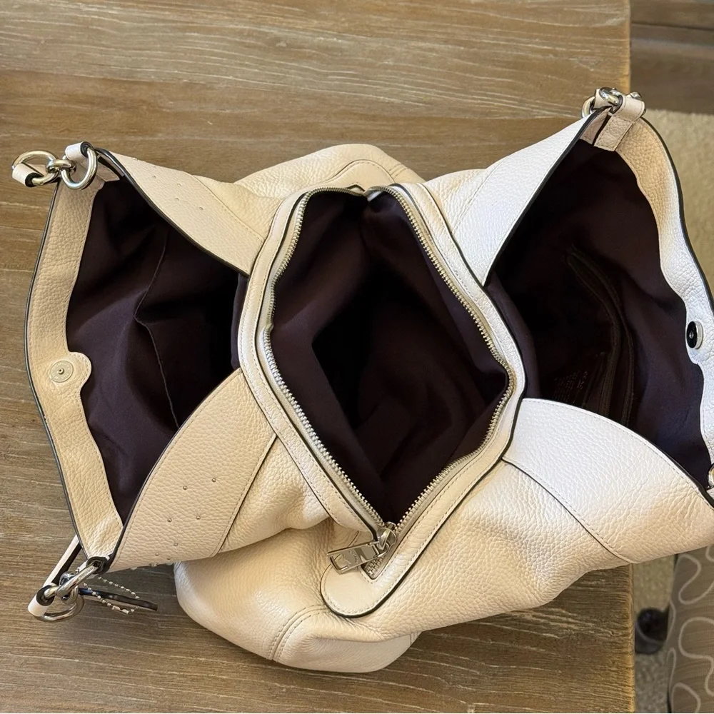 Coach Lexy Stardust Studded Chalk Leather Shoulder Bag Purse F29595 - Picture 10 of 17